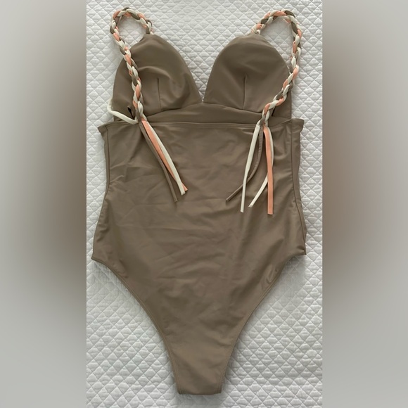 PAPER London Strappy Tan One Piece Sz M - Picture 1 of 6